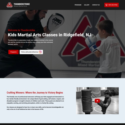 A website for a children's martial arts school.