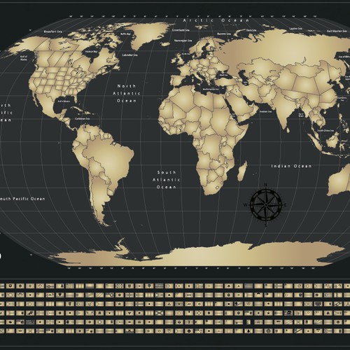 Design a world scratch map for a top brand