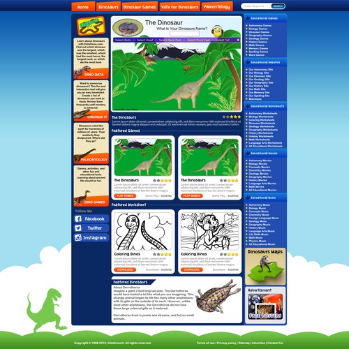 Dinosaur web page