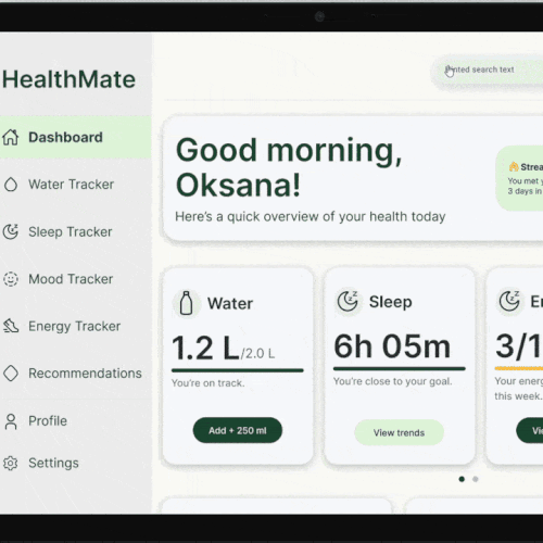 HealthMate — SaaS Health Tracking Dashboard