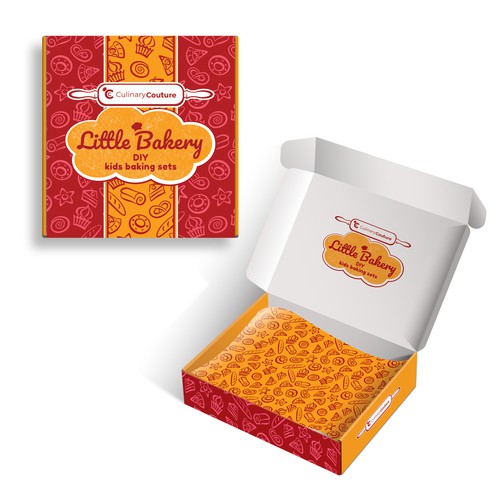 Design a vibrant packaging design for a DIY kids baking kit
