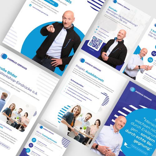 Modern trainer profile as a PowerPoint template in portrait format