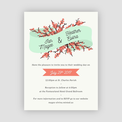 Cherry blossom wedding invitation