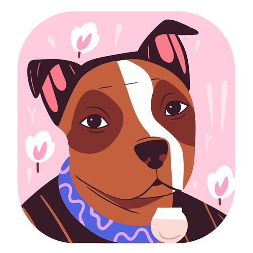 contest Colourful and fun portrait of Pretzel, the staffy dog!