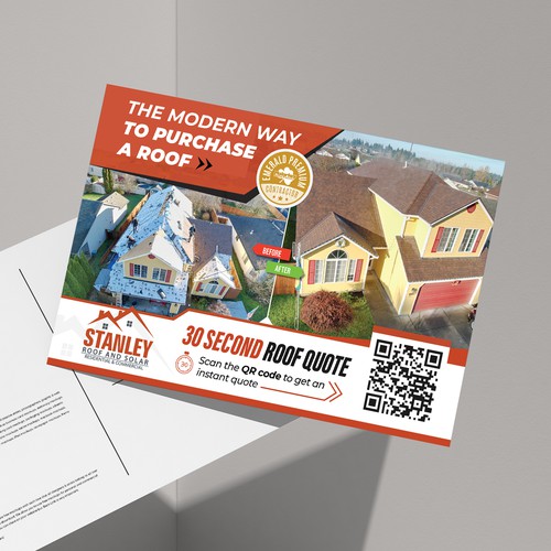 Simple and bold postcard for roof quote.