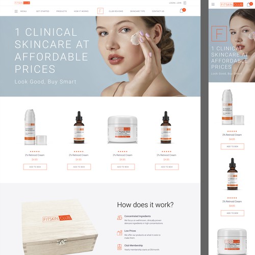 Design a homepage for a disruptive skincare club