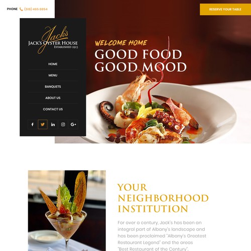 Restaurant website design 
