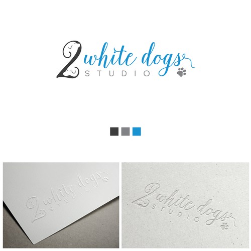 Two white dogs studio