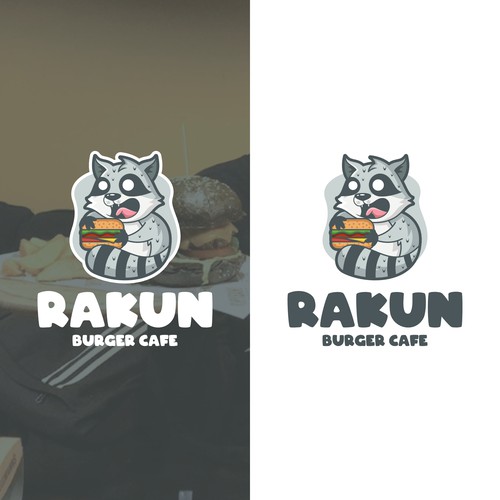 Cute raccoon logo for burger store