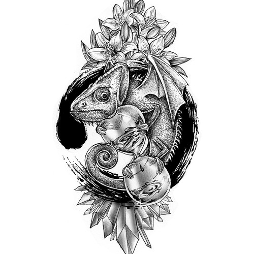 Awesome Dragon Kameleon Tattoo Art