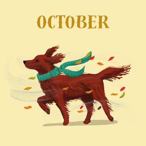 Cute Dog Calendar Illustrations