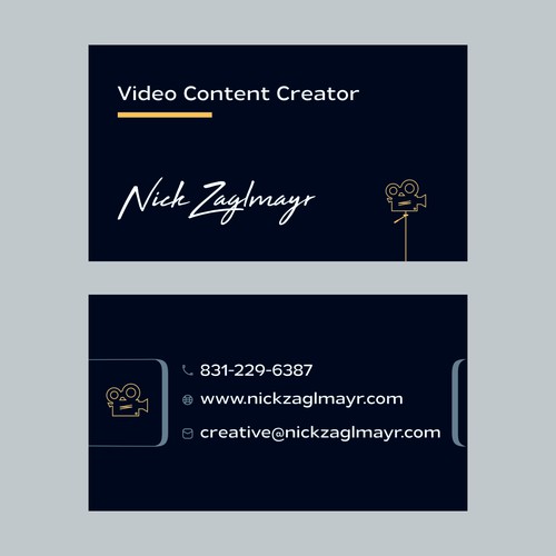 Video content creator business card design