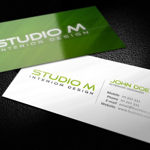 Create the next stationery for Studio M ( the words Interior Design should be included too secondary)