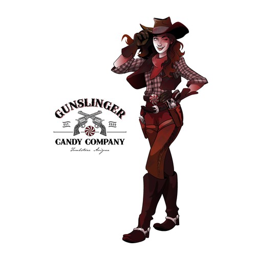 Avatar illustration - cowgirl character / mascot for a candy company.