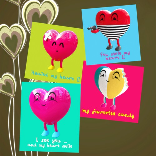 Valentines Day inspired photo collage for 4 to 8 photos