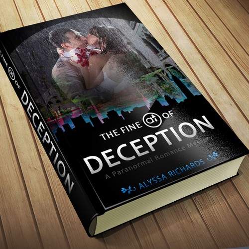 Create a winning Book Cover for The Fine Art of Deception, a paranormal romance mystery
