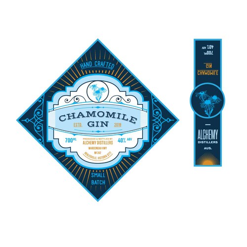 Flat version of label for a Chamomile gin 