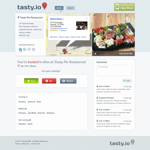 Tasty.io Landing Page