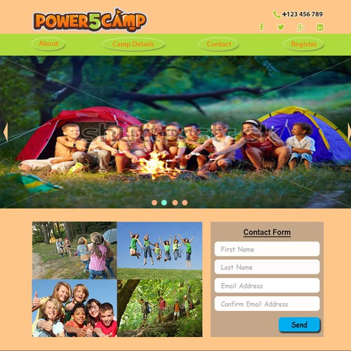 Power 5 Summer Day Camp website design