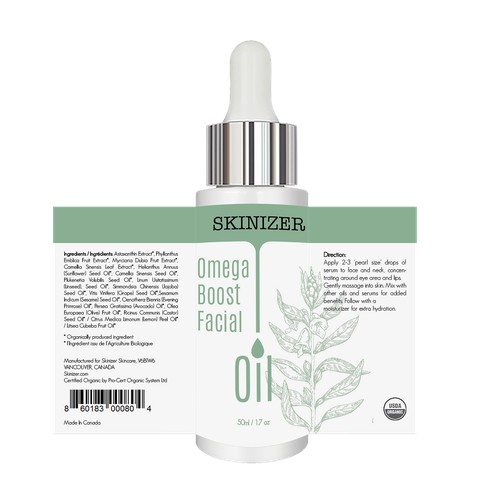 Product Label for facial oil