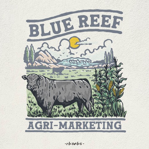 Blue Reef Vintage Illustration