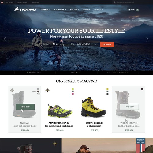 Website Design for Viking Footwear company