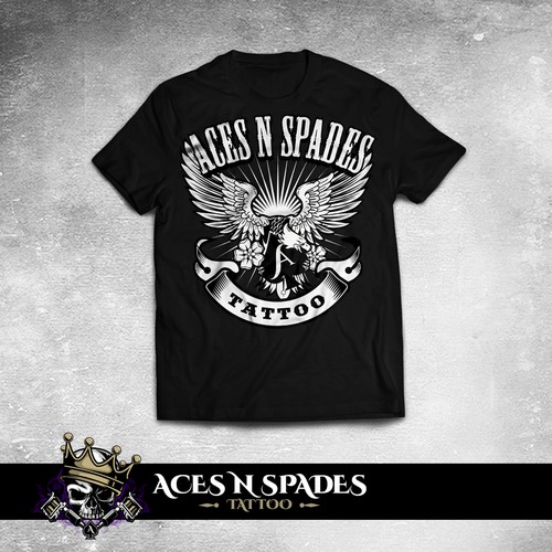 old school style eagle with spades for aces n spades tattoo shirt design