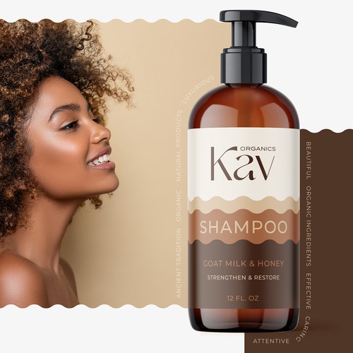 KAV organics / Shampoo & conditioner / Label design