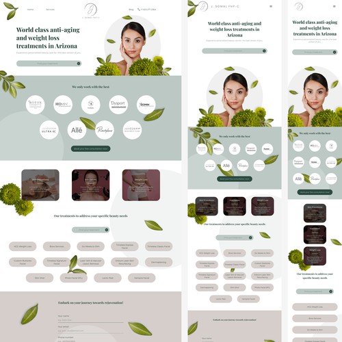 Modern landing page design for medical spa