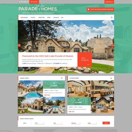 Web page design for Parade of Homes