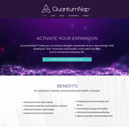 Website design for QuantumNap™ 