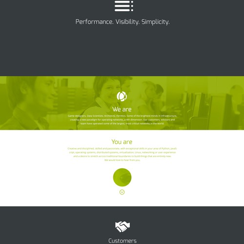 Bold, elegant splash site for transformation start-up in networking