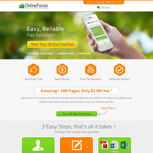  landing page for online faxes