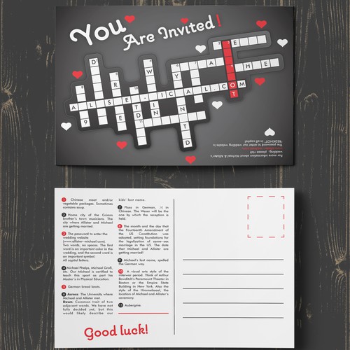 Crossword wedding invitation