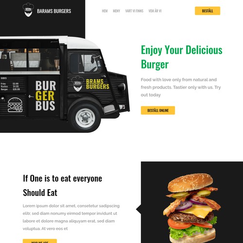 Website Design for a Burger Food Cart.