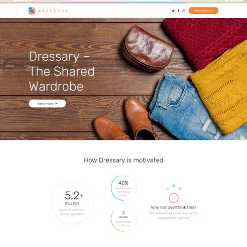 Clean design for a shared wardrobe website