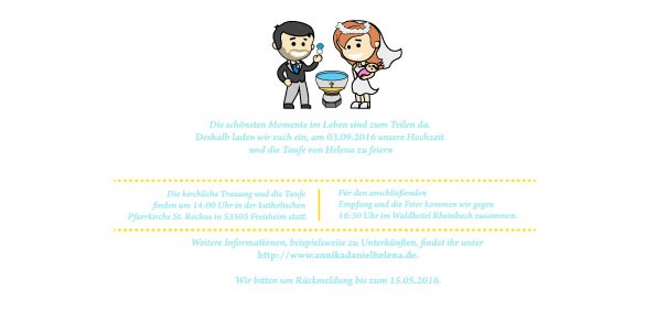 Create an invitation for marriage and baptism!