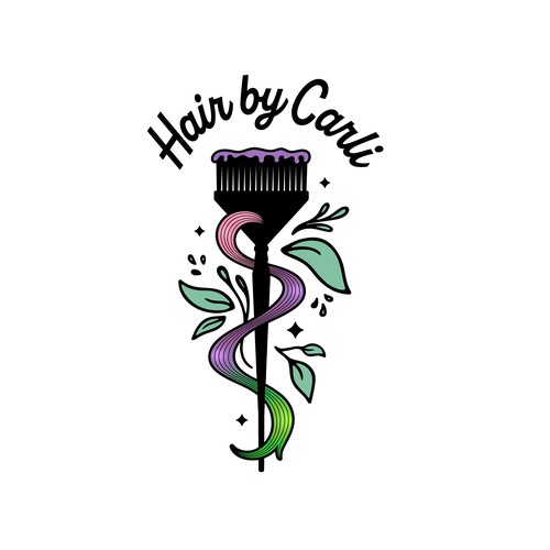 Edgy logo design for funky hairstylist appealing to fun women