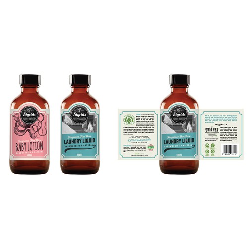 Create a beautiful vintage/ prohibition label for green cleaning and baby ranges