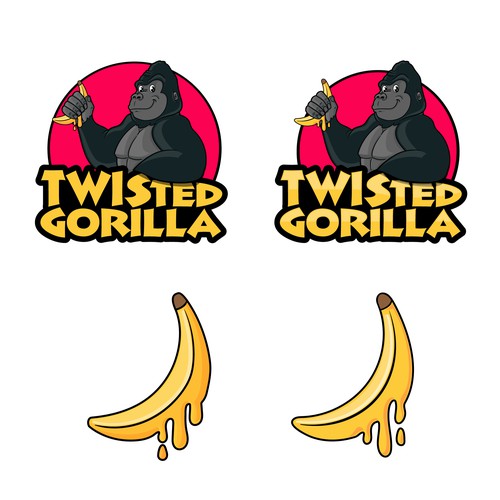 Gorilla mascot with a separate banana element