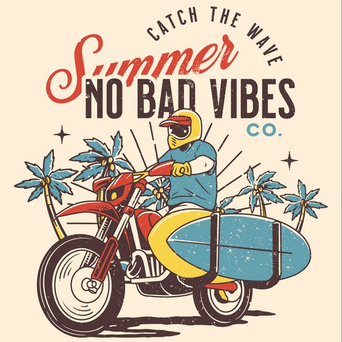 Vintage Beach Rider – Illustrated Tee Concept