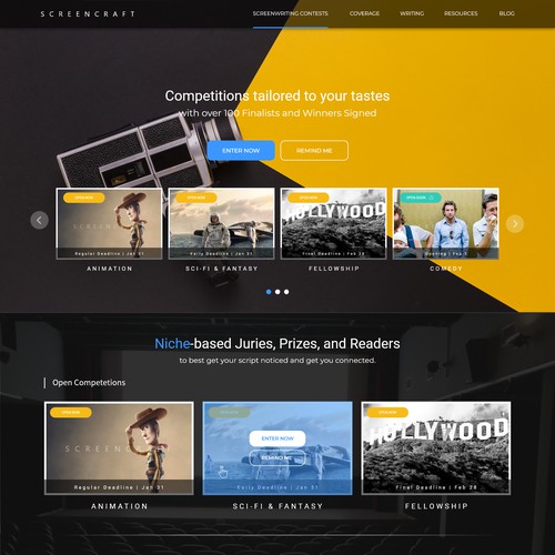 Website Design for Screen Writing competetion