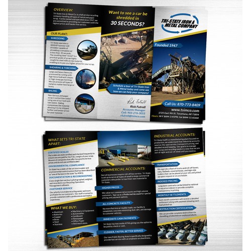 New brochure design wanted for Tri-State Iron & Metal Co.