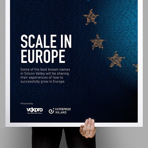 Create a capturing poster to reflect "Scale in Europe".