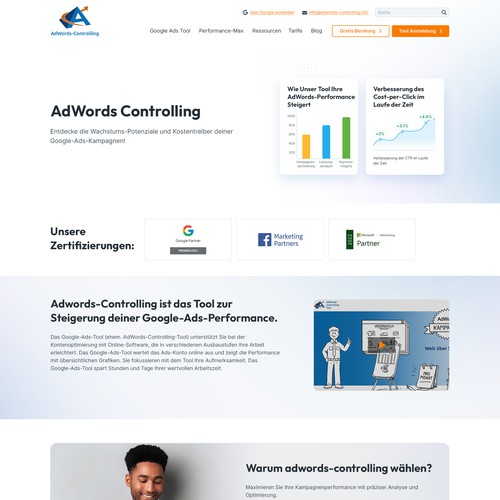 Home page redesign for "www.adwords-controlling.info"