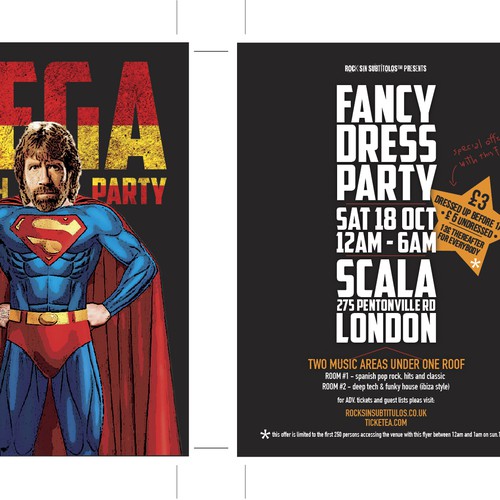 URGENT Colorful A6 Flyer design needed for a Fancy dress club night inLondon (72 Hours)