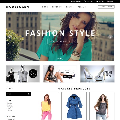 Fashion clothing page e-commerce