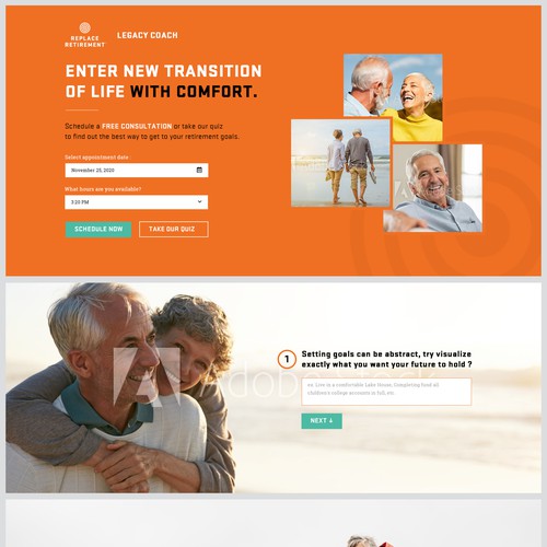 Landing Page Design for a retirement consultant service