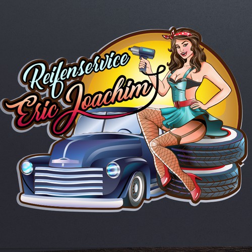 Pin up girl for car workshop
