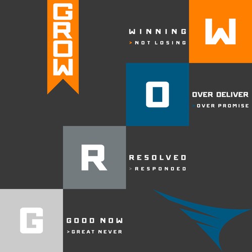 Corporate wall graphic decal.